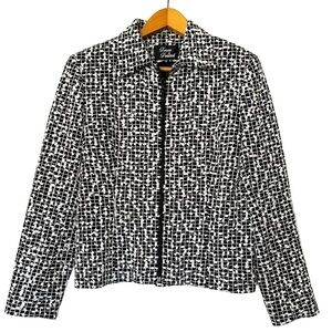 TOWN & TRAVEL Y2K Vintage 90’s Tweet popcorn Black/White Zip Blazer Jacket 4P